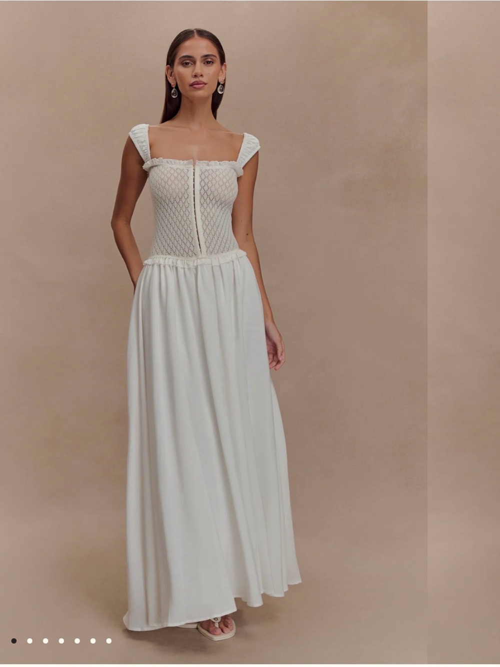 Meshki Ivory Smocked Bodice Maxi Dress